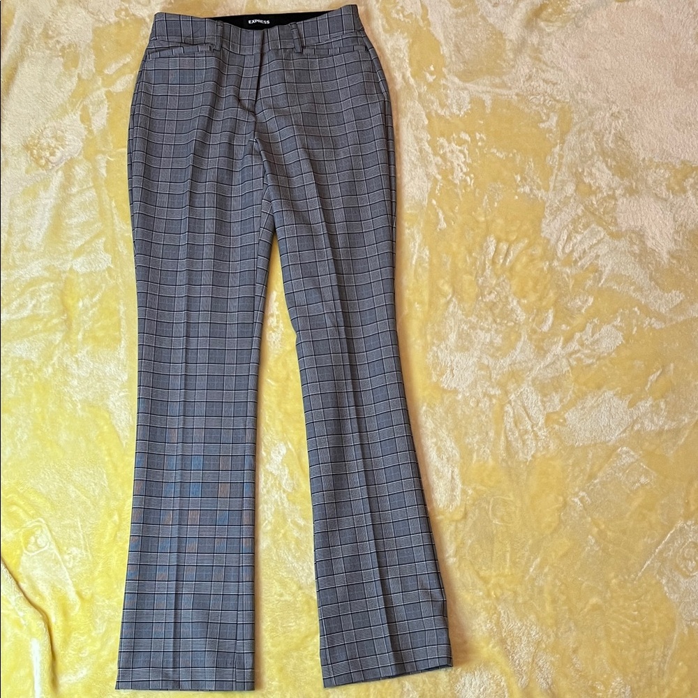 Express Women's Gray Checkered Trousers